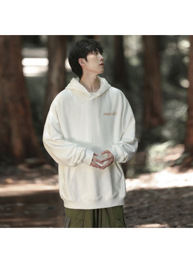 Swamp Area Men's Hoodie Spring Autumn Loose Fit Sports Couple American Style Printed Casual Top Sar07 White M - Image 3