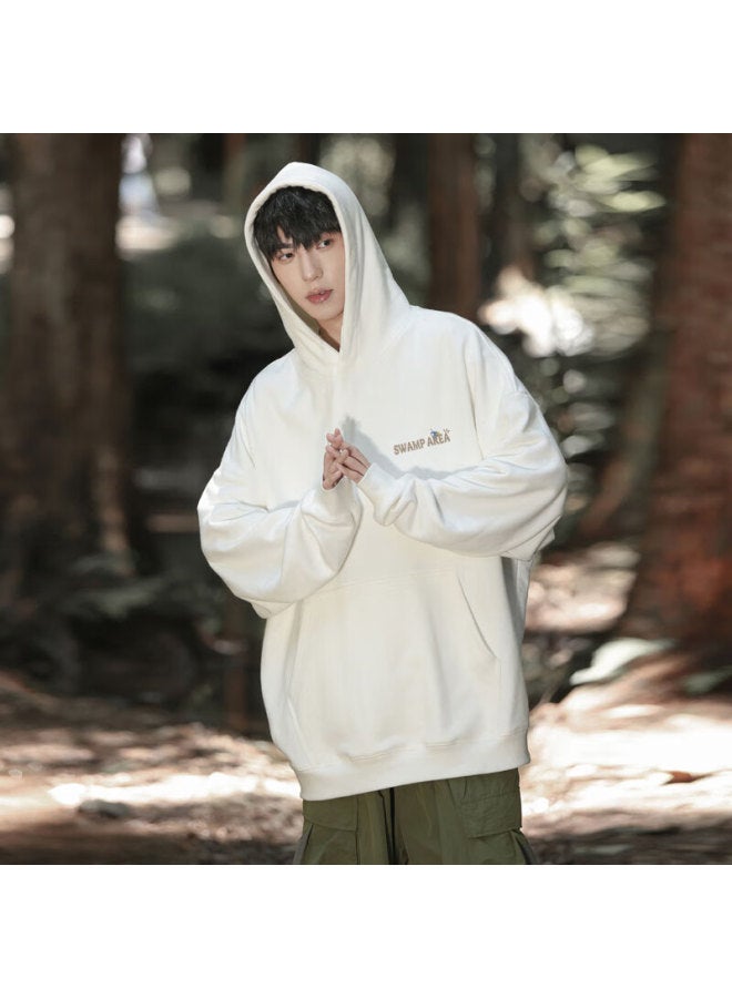 Swamp Area Men's Hoodie Spring Autumn Loose Fit Sports Couple American Style Printed Casual Top Sar07 White M - Image 2
