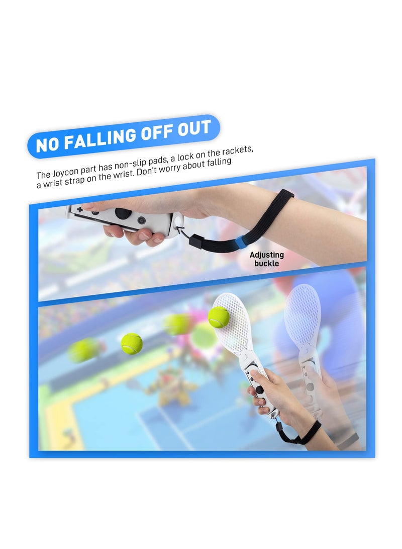 Y&D Detachable Tennis, KASTWAVE Fit for Switch & OLED Joycon Controller Grip with Wrist Strap Nintendo Sports Mario Tennis Aces White Accessories Enhance Gaming Experience (2 pack)  - Image 4