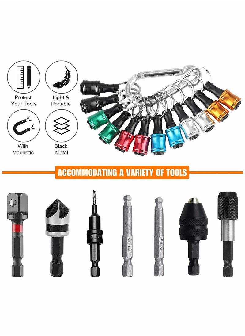 12PCS 1/4 Inch Hex Shank Screwdriver Bits Holder Extension Bar Keychain Screw Adapter Drill Fast Change Portable Hand-held Bit Holder for Electric Screwdrivers and Drill Bit (6 Colors)