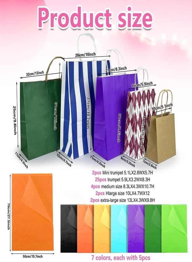 KEEPARTY 70 PCS Assorted Sizes Gift Bags with Handles Includes 35 Gift Bags 5 Sizes Multiple Colors 35 Tissue Papers 7 Color Bulk Perfect for Party Wedding Holiday and Gift Giving - Image 2