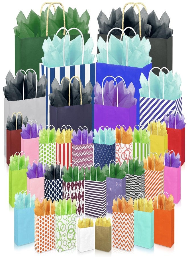 KEEPARTY 70 PCS Assorted Sizes Gift Bags with Handles Includes 35 Gift Bags 5 Sizes Multiple Colors 35 Tissue Papers 7 Color Bulk Perfect for Party Wedding Holiday and Gift Giving - Image 1