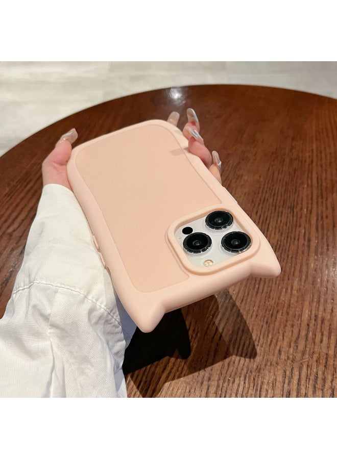 NIBEMINENT Cat Ears Protective TPU Case Cover For iPhone 16 Plus, Sakura Powder - Image 1