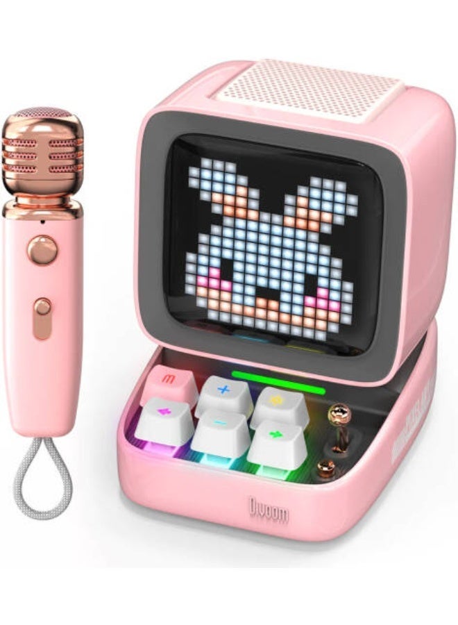 Divoom Ditoo-Mic Retro Pixel Art Portable Bluetooth Speaker With Microphone Karaoke Function - Pink - Image 1