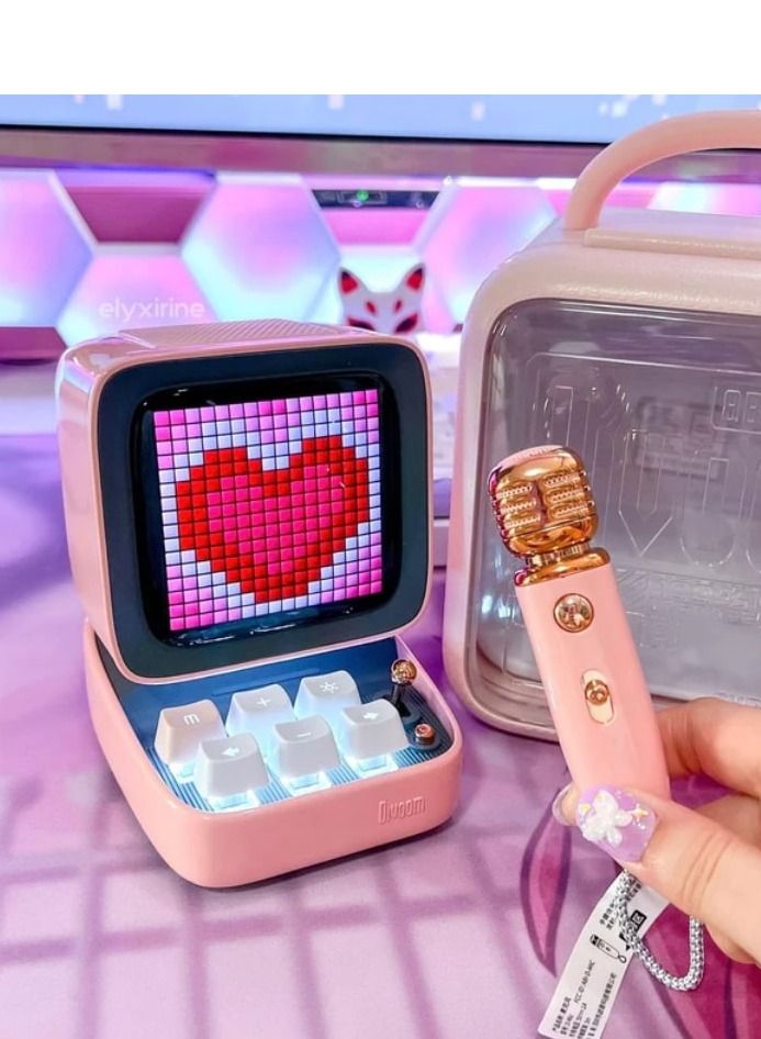 Divoom Ditoo-Mic Retro Pixel Art Portable Bluetooth Speaker With Microphone Karaoke Function - Pink - Image 5