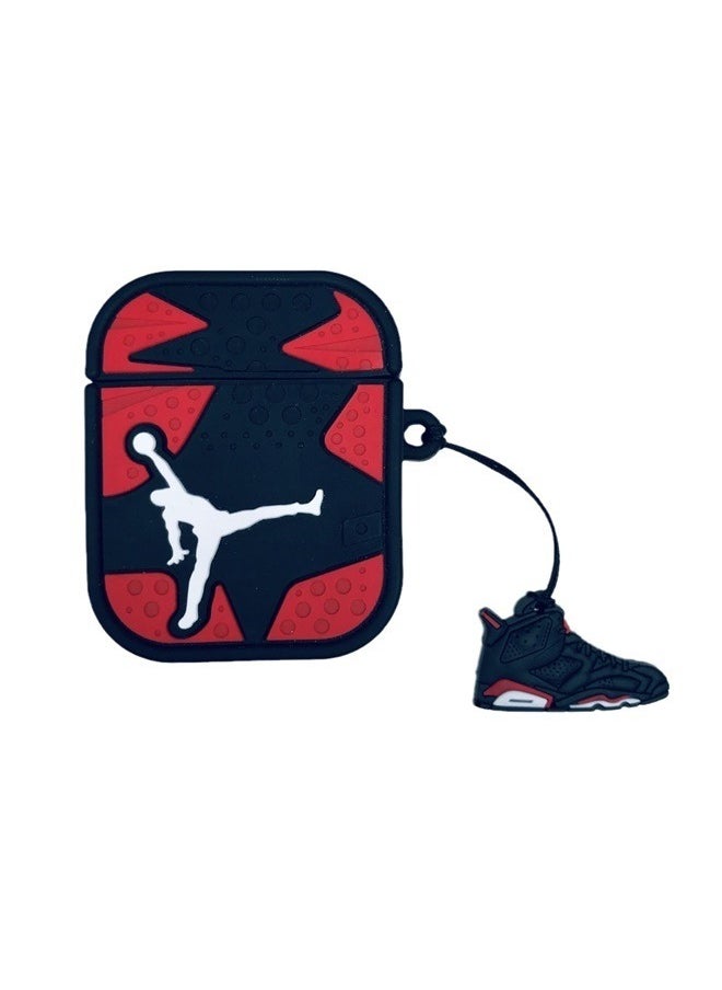 yongsheng Shoes Shaped Cartoon Case Cover For Apple AirPods Pro Red/Black，Cute Case for AirPods Pro Shockproof Protective Cover with Keychain Accessories  - Image 5