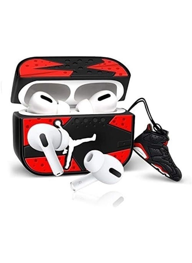 yongsheng Shoes Shaped Cartoon Case Cover For Apple AirPods Pro Red/Black，Cute Case for AirPods Pro Shockproof Protective Cover with Keychain Accessories  - Image 4