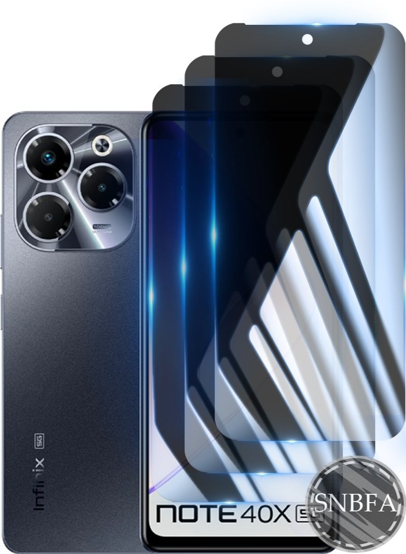 SNBFA 3 PCS Infinix Note 40X 5G Privacy Screen Protector，28°Privacy Protector Support Fingerprint Unlock ,9H Tempered Glass Film Easy Installation Anti-Scratch Film - Image 1