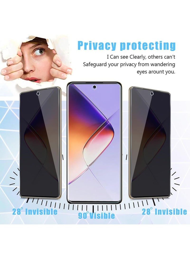 SNBFA 3 PCS Infinix Note 40X 5G Privacy Screen Protector，28°Privacy Protector Support Fingerprint Unlock ,9H Tempered Glass Film Easy Installation Anti-Scratch Film - Image 3