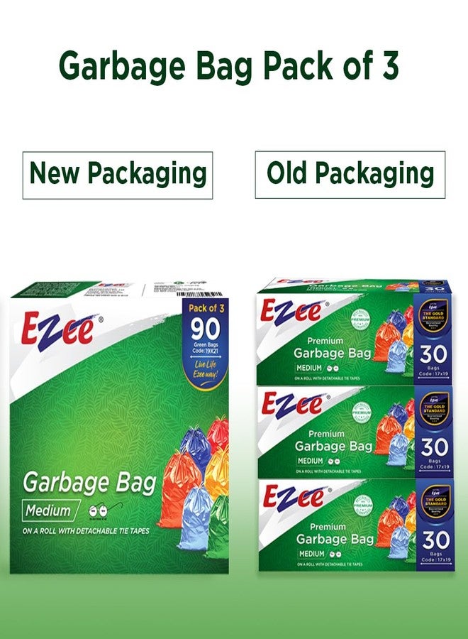 Ezee Premium Garbage Bags for Dustbin/Trash Bag | 90 Pcs | Medium 19 X 21 Inches | 30 Pcs x Pack of 3. - Image 3