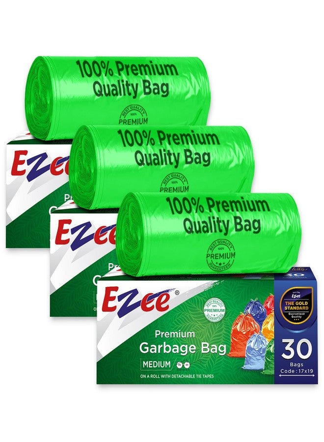 Ezee Premium Garbage Bags for Dustbin/Trash Bag | 90 Pcs | Medium 19 X 21 Inches | 30 Pcs x Pack of 3. - Image 1