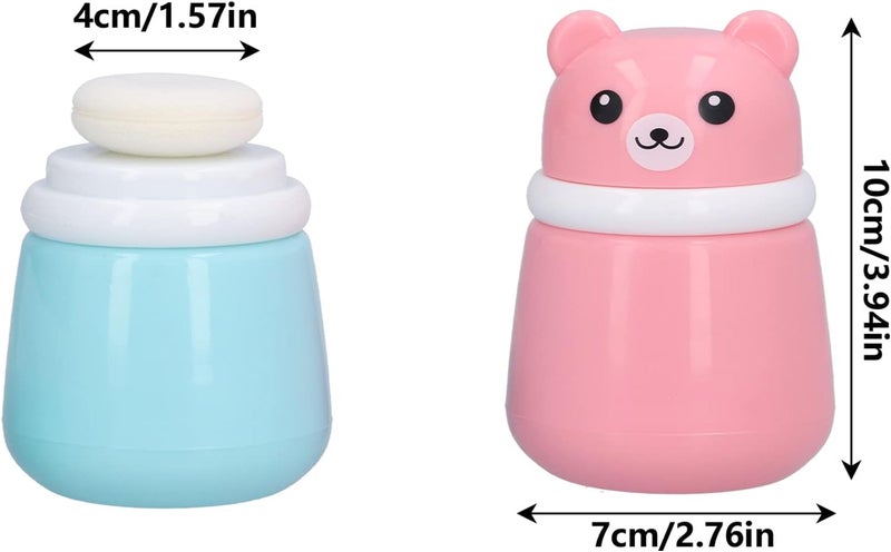 Entatial Body Powder Container Fine Powder Cartoon Bear Powder Puff Box 2 Pcs No Irritation Durable for Adult for Travel for Children for HomeBear Puff Empty Box - Image 2