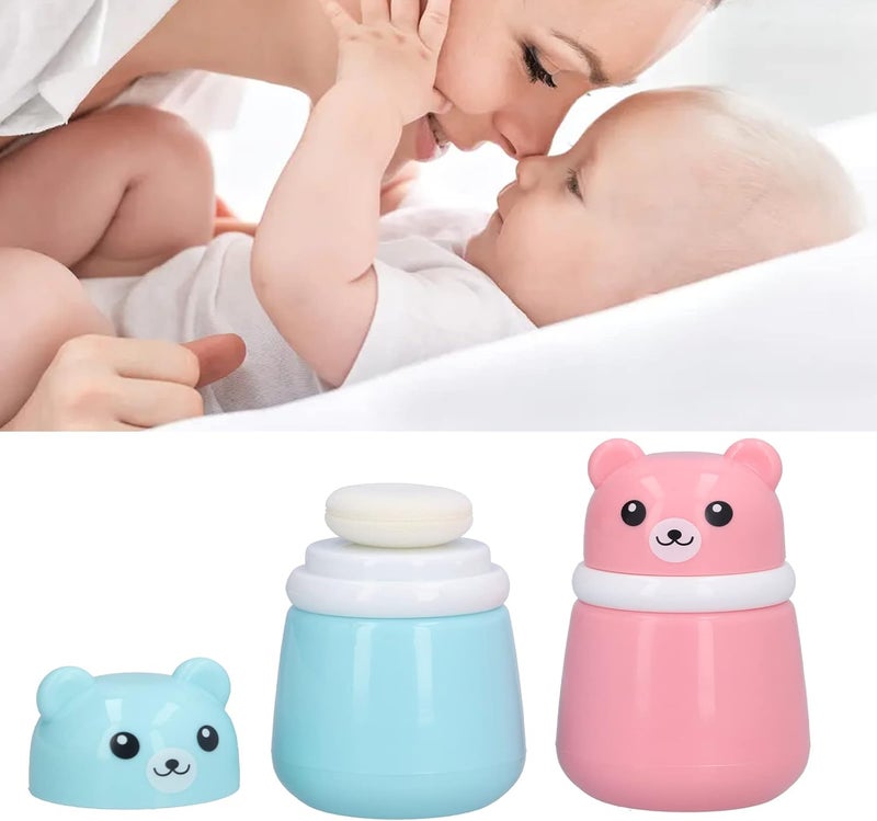 Entatial Body Powder Container Fine Powder Cartoon Bear Powder Puff Box 2 Pcs No Irritation Durable for Adult for Travel for Children for HomeBear Puff Empty Box - Image 4