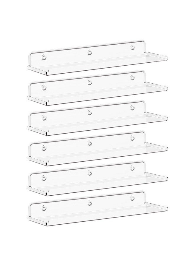 Lifewit Lifewit Floating Shelves for Wall, 6 Pack 15" Clear Acrylic Shelf Room Decor for Book/Figures/Photo/Makeup in Bathroom, Book Shelf, Living Room, Bedroom, Kitchen Storage and Organization - Image 1