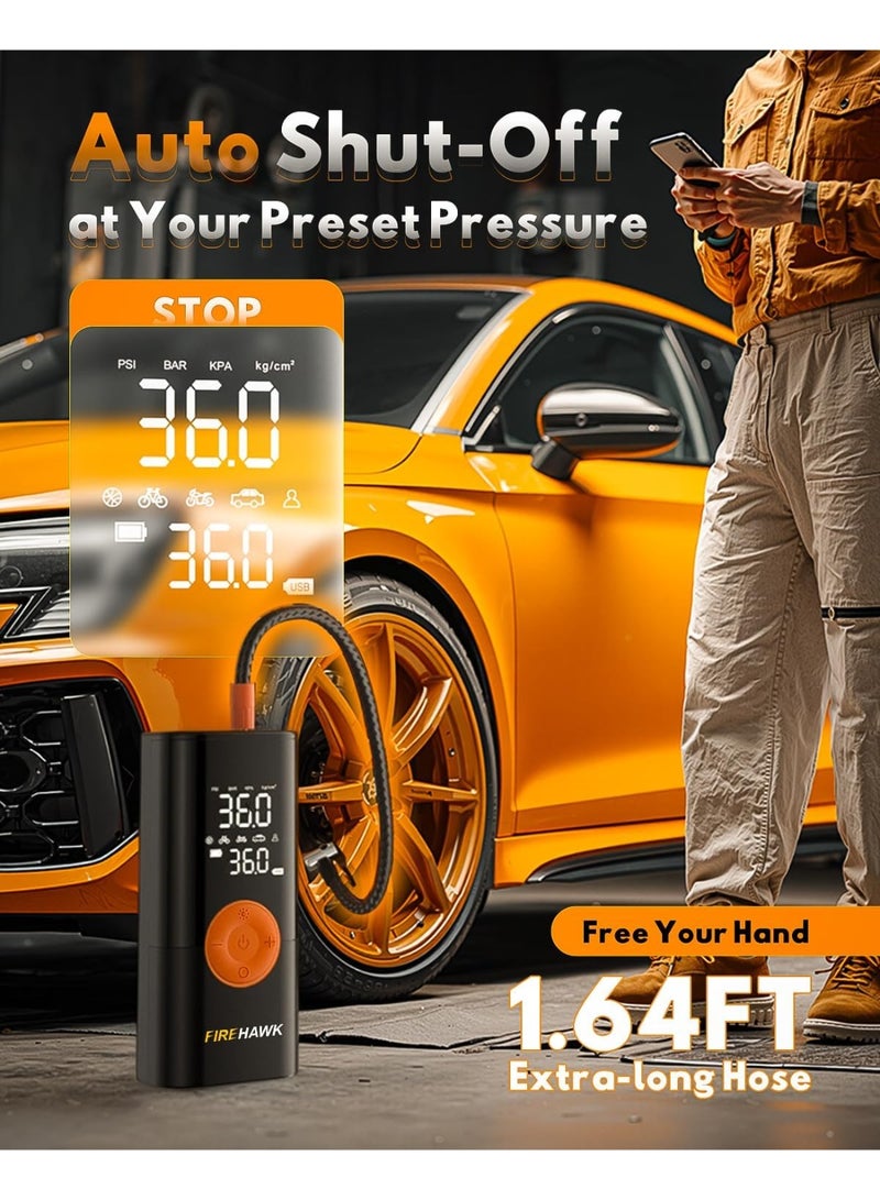 5 in 1 Portable Tire Inflator Air Compressor 20000mAh - 150PSI Cordless Tyre Pump with Auto Shut-Off, LED Light, Power Bank for Car, Bike, Motorcycle, Ball - Image 3