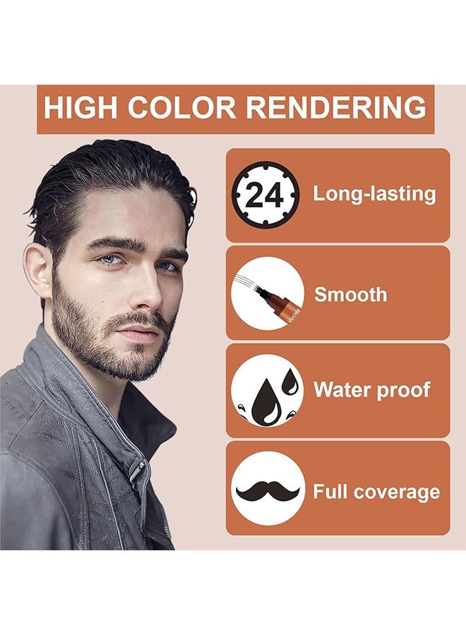 Yinikiz Beard Pen - 2 PCS Beard Pencil Filler for Men , 4-fork Tip Beard Styling Pen - Beard, Moustache & Eyebrows, Long Lasting Coverage Natural Finish, Waterproof Beard Pencil Kit for Father Male Gift #Brown - Image 3