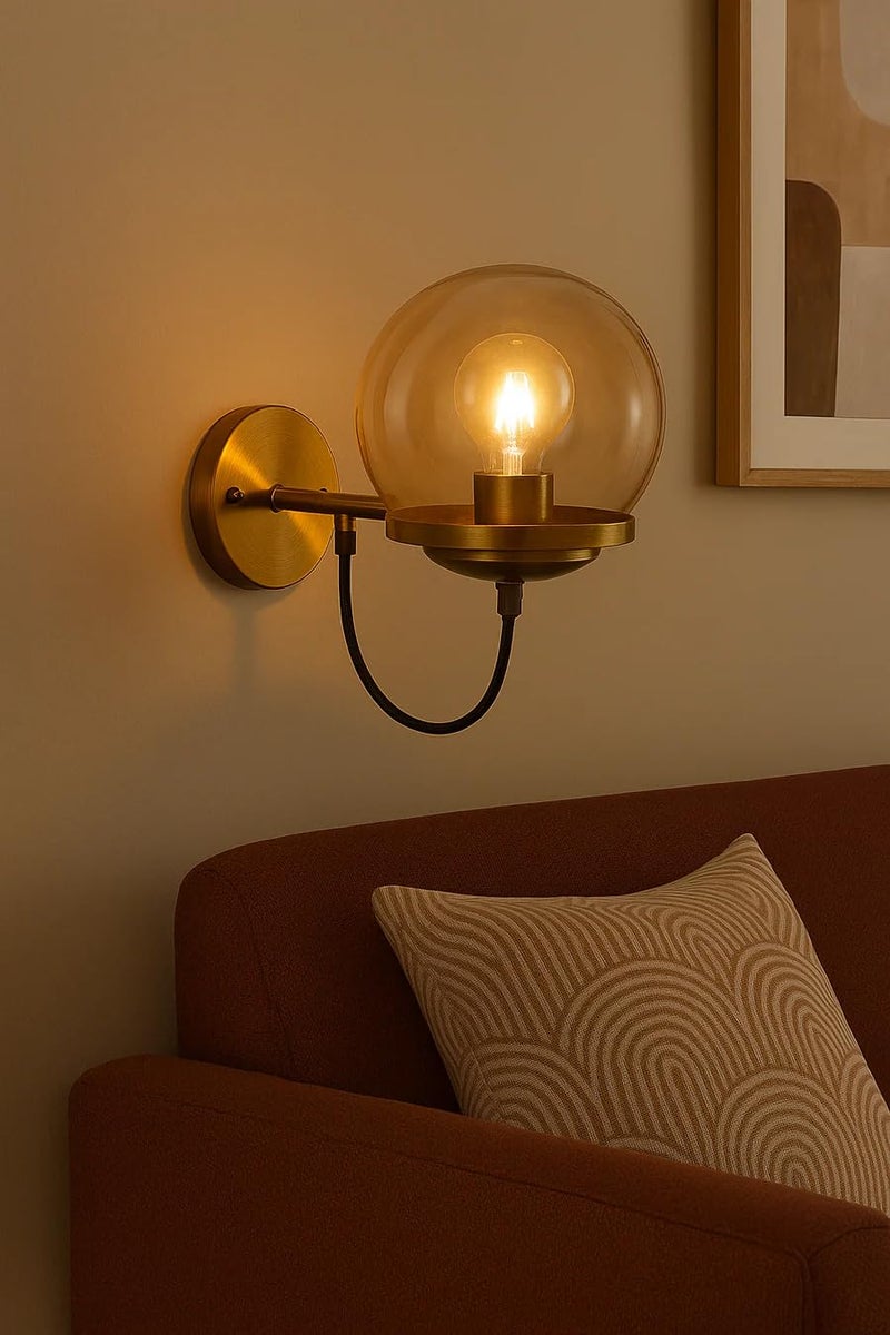CORALTREE CORAL TREE Retro Indoor Wall Light with Glass Shade – Vintage Decorative Wall Lamp for Living Room, Bedroom & Hallway - Image 3