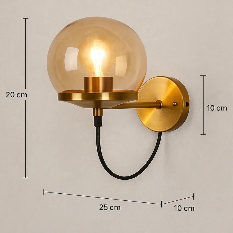 CORALTREE CORAL TREE Retro Indoor Wall Light with Glass Shade – Vintage Decorative Wall Lamp for Living Room, Bedroom & Hallway - Image 5