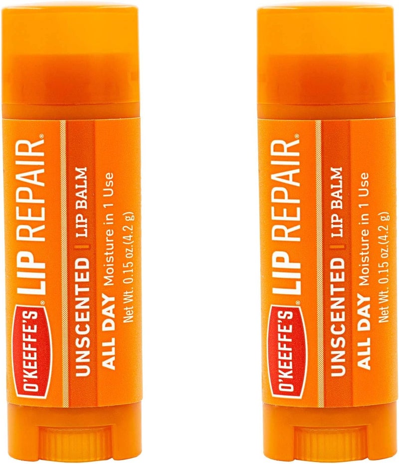 Unscented Lip Repair Lip Balm for Dry, Cracked Lips, Stick, (Pack of 2), clear (K0700137) - Image 1