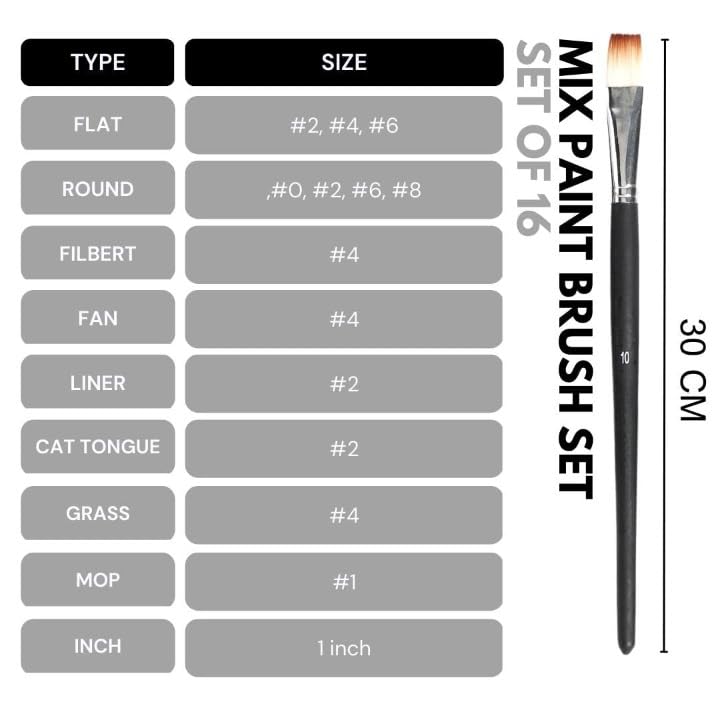 Art Ranger Premium Handmade Professional Artist Handmade Mix Painting Brush Set for Acrylic, Watercolor, & Gouache Painting with Brush Holder (15 Brushes + 1 Brush Container) Synthetic Bristle - Image 5