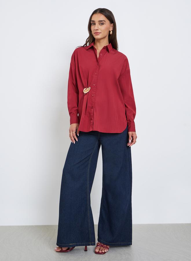 ستايلي بلوزة واسعة بأزرار غلق - Image 2