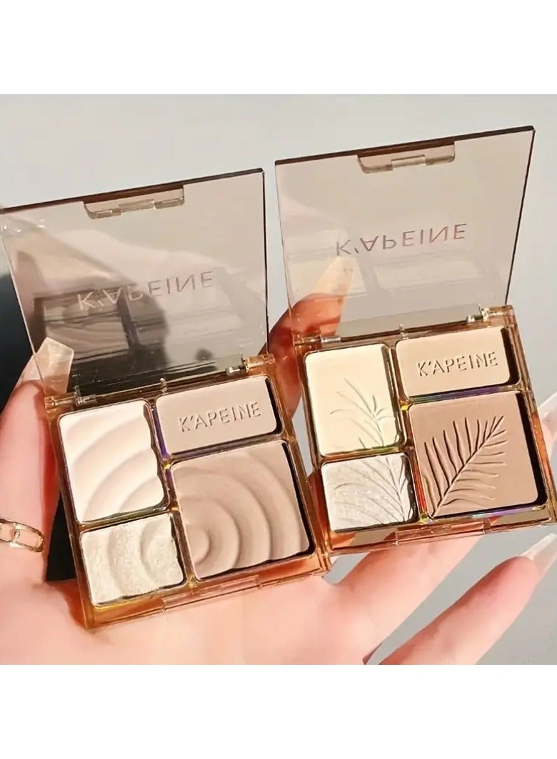 KAPEINE Four-Color Highlighter And Contour Palette, Featuring Shimmering And Matte Finishes for Brightening And Highlighting. - Image 1