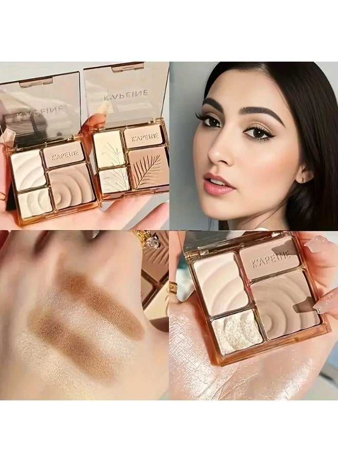 KAPEINE Four-Color Highlighter And Contour Palette, Featuring Shimmering And Matte Finishes for Brightening And Highlighting. - Image 3