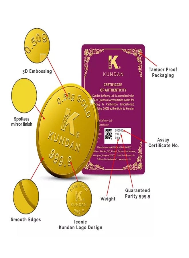 Kundan 0.5g Gold Coin 24k (999.9) - Image 2