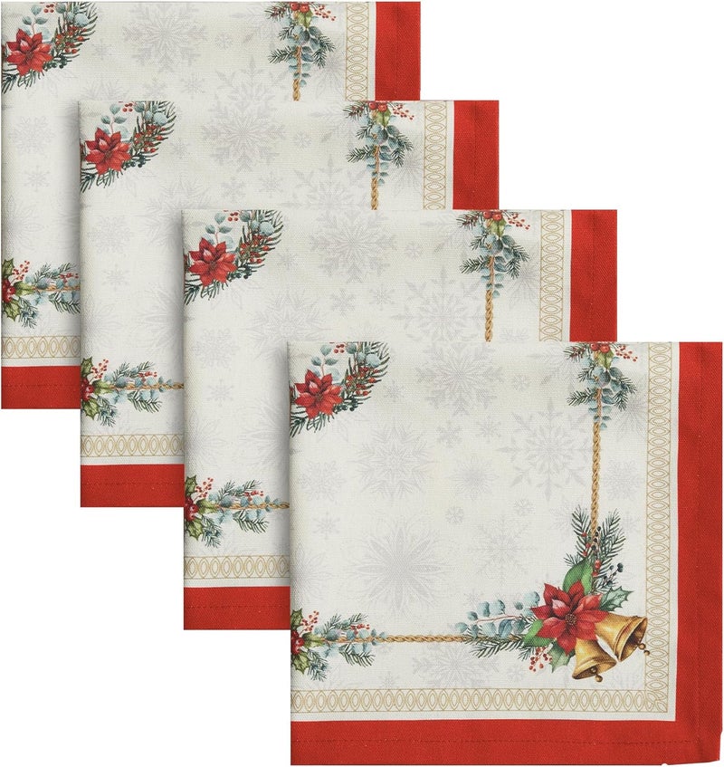 NIRVELLA 100 Cotton Linen Fabric Cloth Napkins  Summer Spring Collection  Screen Print Floral Napkin  Washable Reusable  Reusable  Dinner Table Kitchen  Fireside Red  Set of 418x18 inch - Image 1