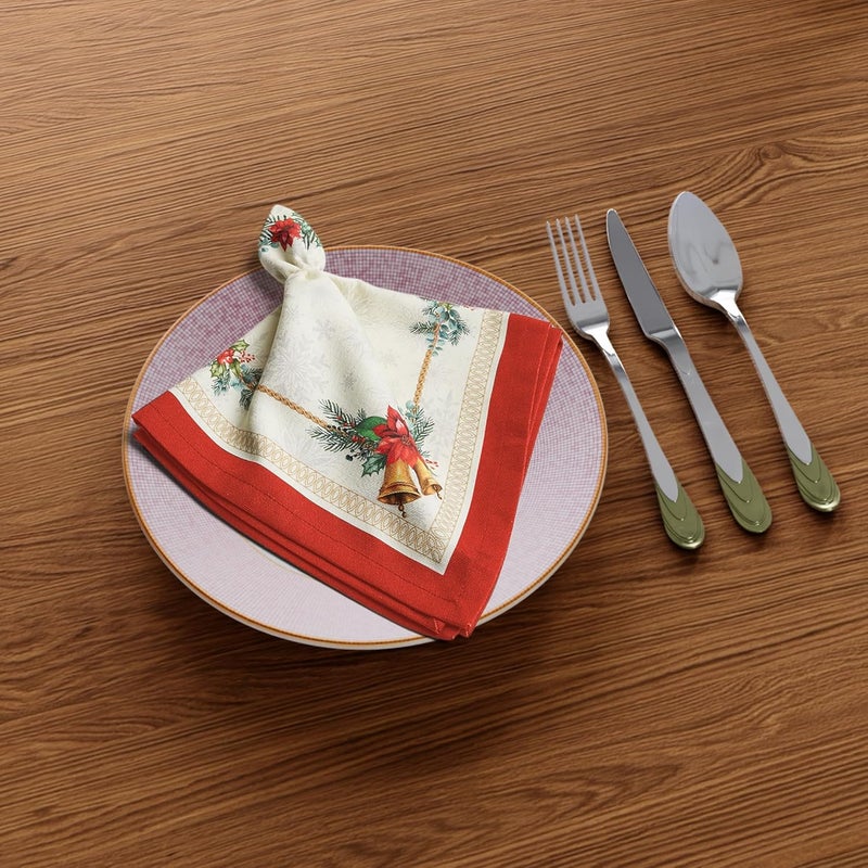 NIRVELLA 100 Cotton Linen Fabric Cloth Napkins  Summer Spring Collection  Screen Print Floral Napkin  Washable Reusable  Reusable  Dinner Table Kitchen  Fireside Red  Set of 418x18 inch - Image 2