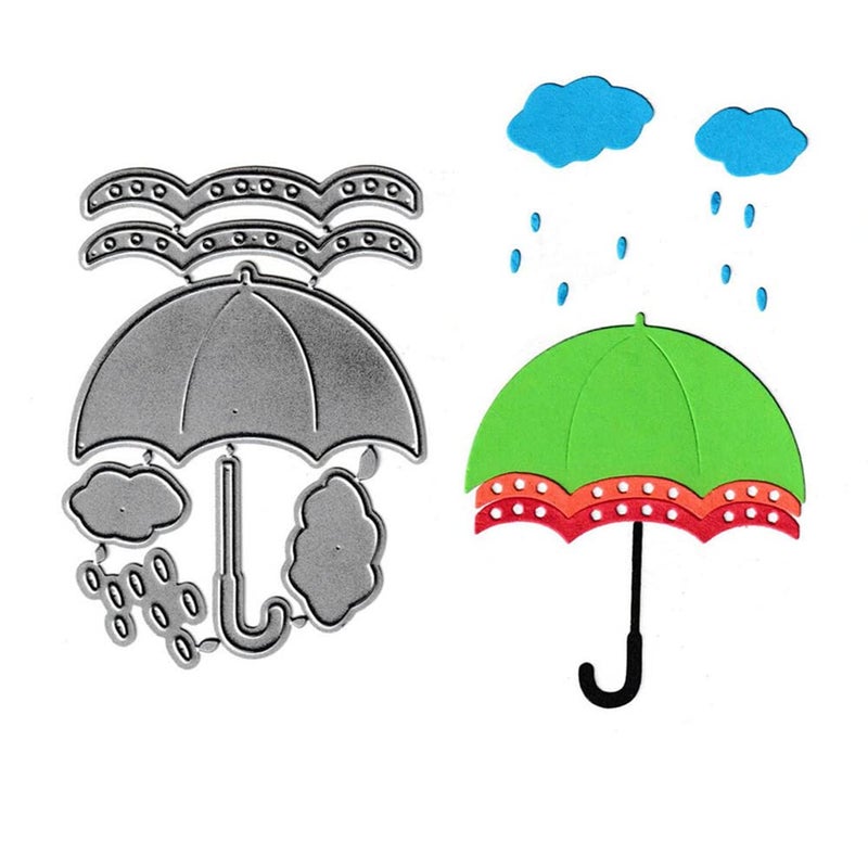 Umbrella Cutting Dies Raindrop Cloud Weather Die Cuts Metal Embossing Stencils Template Mould for Card Scrapbooking and DIY Craft Album Paper Card Decor