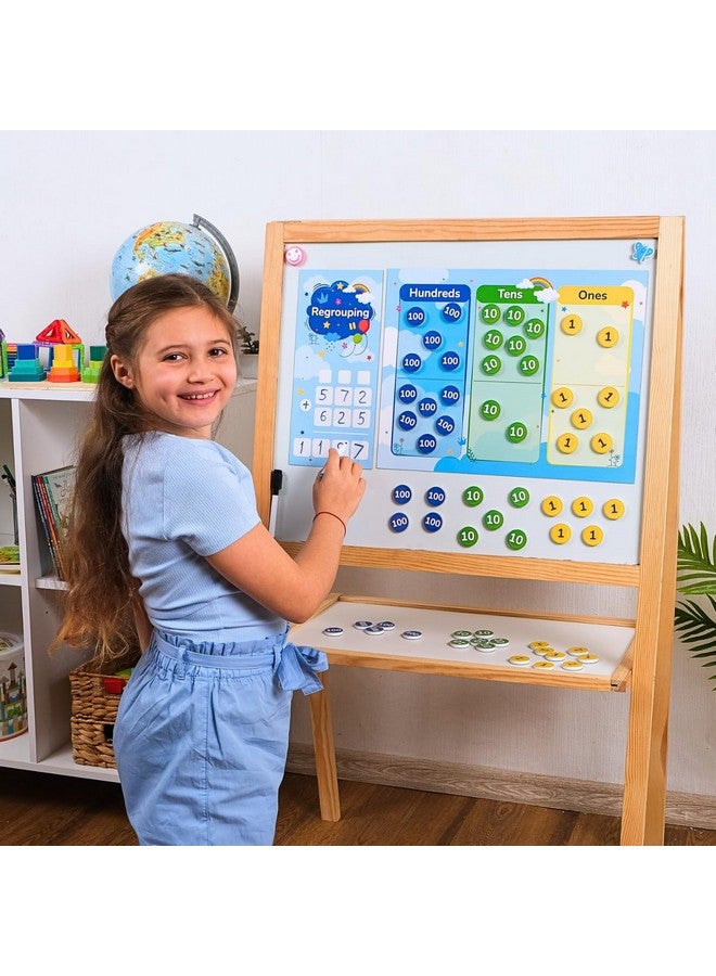 Simply magic Tic Regrouping Activities Kit, Place Value Manipulatives 1St 2Nd 3Rd 4Th Grade, Place Value Chart Mat Magnets, Magnetic Place Value Discs, Base 10 Ten Math Manipulatives - Simply Magic - Image 2