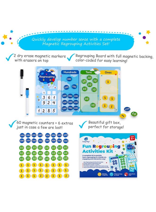 Simply magic Tic Regrouping Activities Kit, Place Value Manipulatives 1St 2Nd 3Rd 4Th Grade, Place Value Chart Mat Magnets, Magnetic Place Value Discs, Base 10 Ten Math Manipulatives - Simply Magic - Image 3