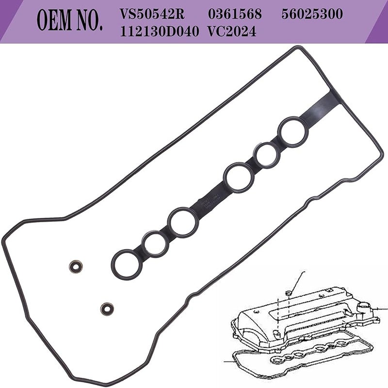 VS50542R لتويوتا كورولا غطاء صمام مانع للتسرب 1.8 لتر وغروميتس، تويوتا ماتريكس سيليكا Mr2 ختم حشية راس شيفروليه شيفي بريزم 2000 2001 2002 2003 2004 2005 2006 2007 2007 2000 8 VC20 24 036-1568. - Image 5