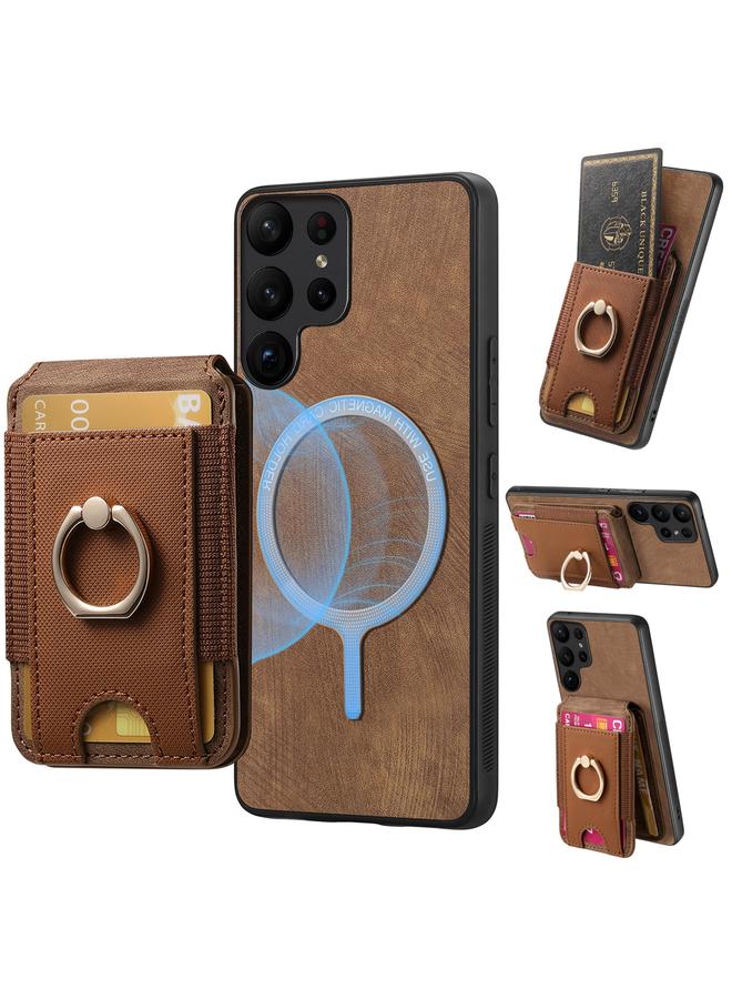 erorex Case For Samsung Galaxy S25 Ultra 5G Retro Splitable Magnetic Stand Card Bag Leather Phone Case - Image 1