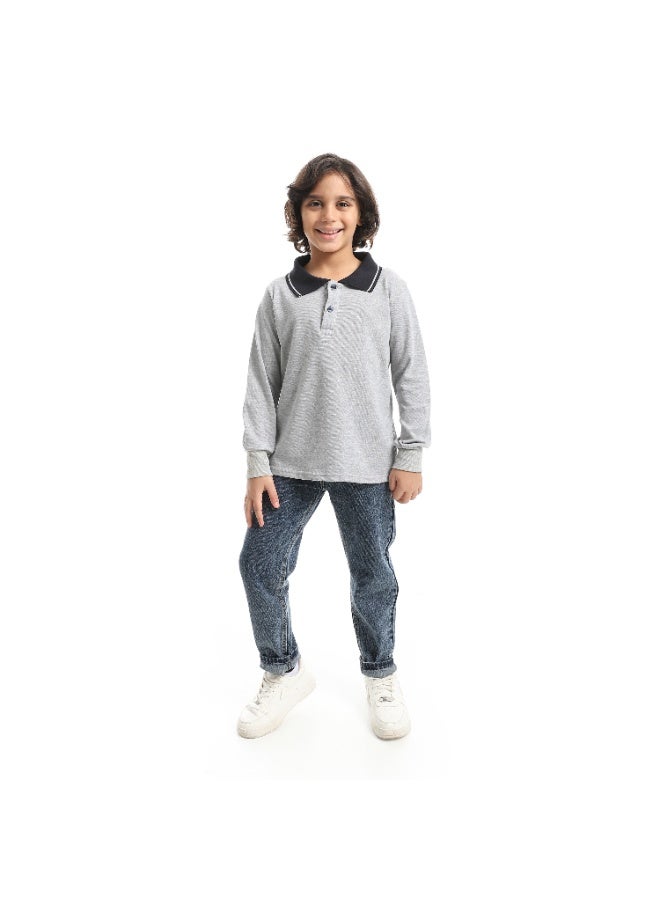 Caesar Boys' Polo Shirt with Collar and Long Sleeves - Image 2