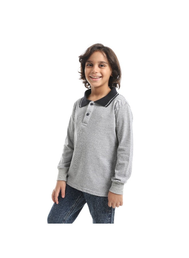 Caesar Boys' Polo Shirt with Collar and Long Sleeves - Image 1