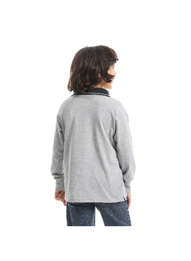 Caesar Boys' Polo Shirt with Collar and Long Sleeves - Image 3