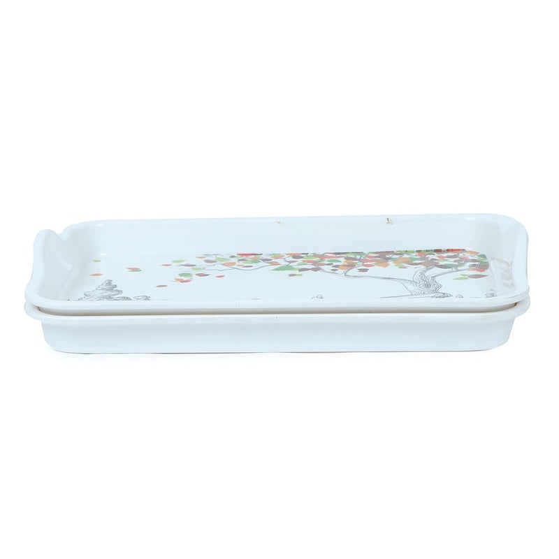 Golden Fish Golden Fish Melamine Full Size Serving TraysTea Serving Trays Set Pack of 2 Pcs 17x11 Inches Forest Printed GDTray Set12 - Image 4