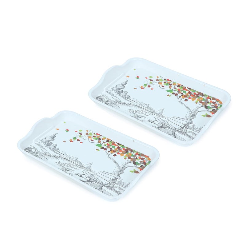 Golden Fish Golden Fish Melamine Full Size Serving TraysTea Serving Trays Set Pack of 2 Pcs 17x11 Inches Forest Printed GDTray Set12 - Image 3