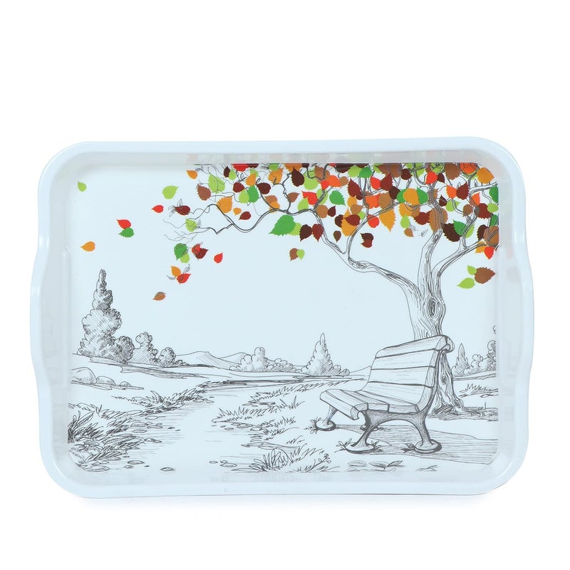Golden Fish Golden Fish Melamine Full Size Serving TraysTea Serving Trays Set Pack of 2 Pcs 17x11 Inches Forest Printed GDTray Set12 - Image 2
