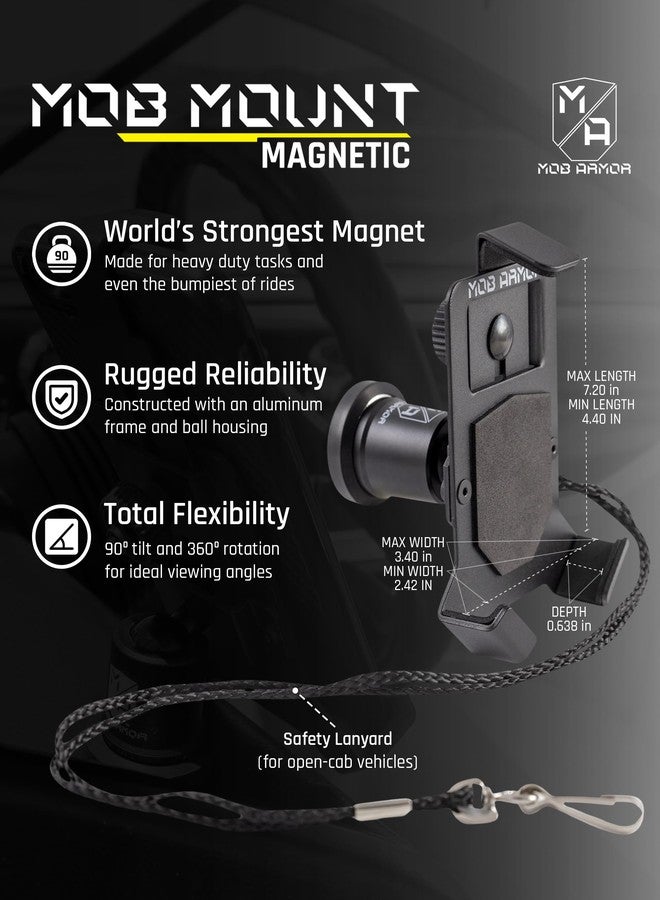 Mob Armor Heavy Duty Magnetic Phone Mount for Car - Universal Car Phone Holder for iPhone & Android, Strong Magnet for Off-Road & Commercial Vehicles, Cell Phone Car Accessories for Women & Men - Image 3