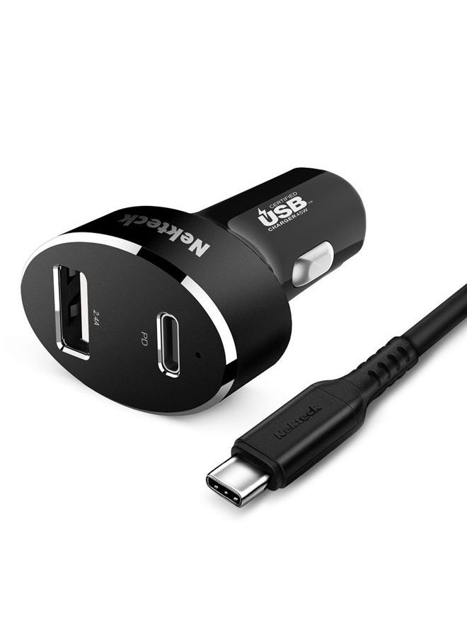 Nekteck - Type C Car Charger, Nekteck USB Adapter with 45W Power Delivery and 12W A Port Compatible with iPhone, iPad, MacBook, Galaxy, Google Pixel, 3.3ft Cable Included, NOT Ideal for Note10+PPS - Image 1