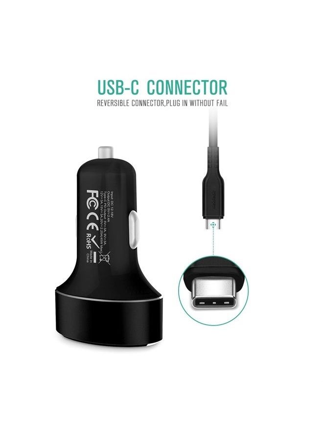 Nekteck - Type C Car Charger, Nekteck USB Adapter with 45W Power Delivery and 12W A Port Compatible with iPhone, iPad, MacBook, Galaxy, Google Pixel, 3.3ft Cable Included, NOT Ideal for Note10+PPS - Image 1