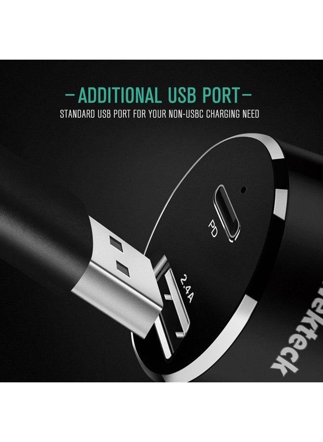 Nekteck - Type C Car Charger, Nekteck USB Adapter with 45W Power Delivery and 12W A Port Compatible with iPhone, iPad, MacBook, Galaxy, Google Pixel, 3.3ft Cable Included, NOT Ideal for Note10+PPS - Image 1
