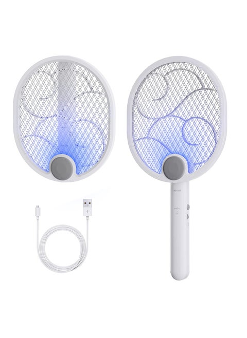 Electric Fly Swatter Fly Racket Foldable Fly Zapper USB-Charging Bug Zapper With 1200mah Battery,  for Home Indoor and Outdoor Large Surface Fly Zapper Racket With UV/LED Light