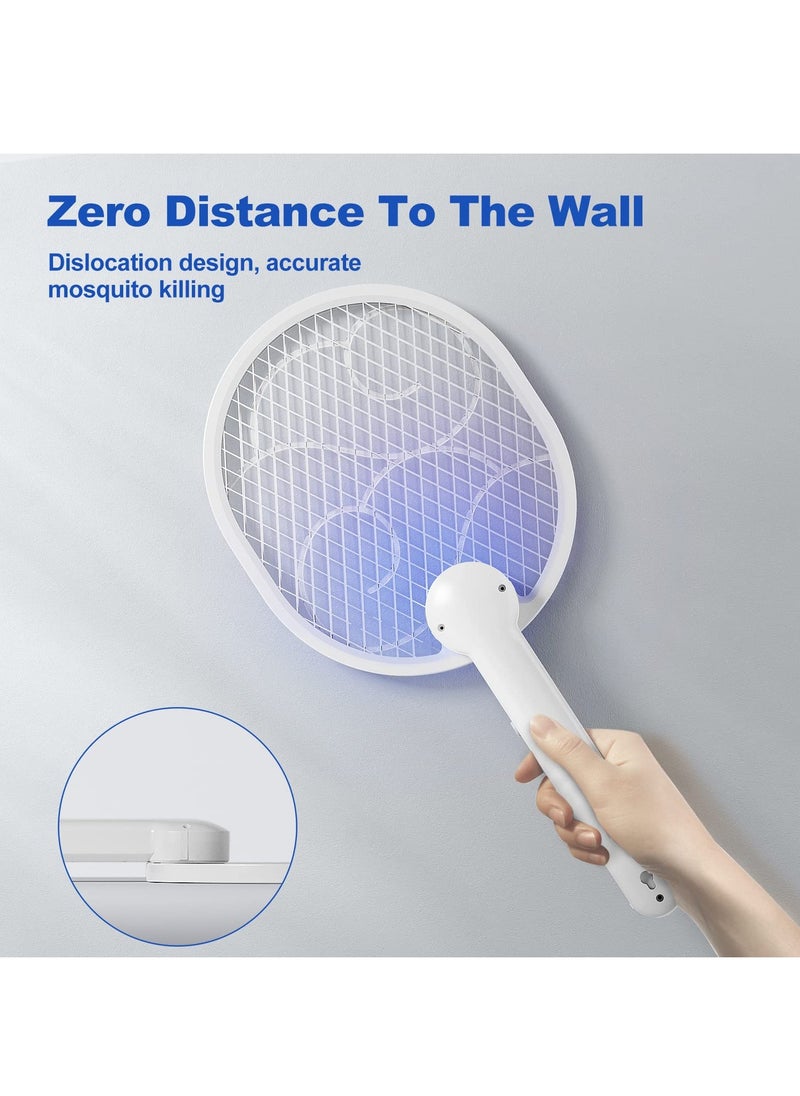 Electric Fly Swatter Fly Racket Foldable Fly Zapper USB-Charging Bug Zapper With 1200mah Battery,  for Home Indoor and Outdoor Large Surface Fly Zapper Racket With UV/LED Light