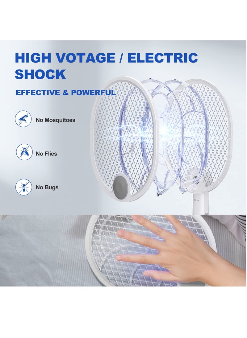 Electric Fly Swatter Fly Racket Foldable Fly Zapper USB-Charging Bug Zapper With 1200mah Battery,  for Home Indoor and Outdoor Large Surface Fly Zapper Racket With UV/LED Light
