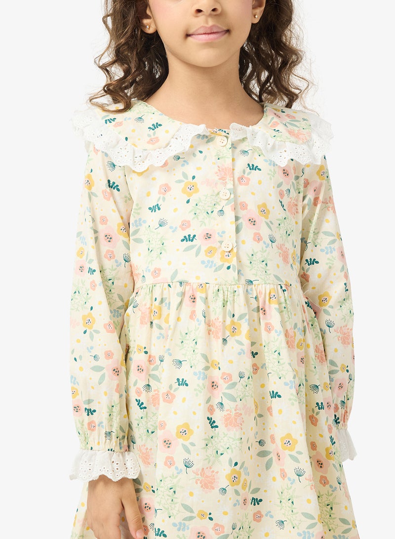Pinata Floral Print Lace Collar Dress - Image 3