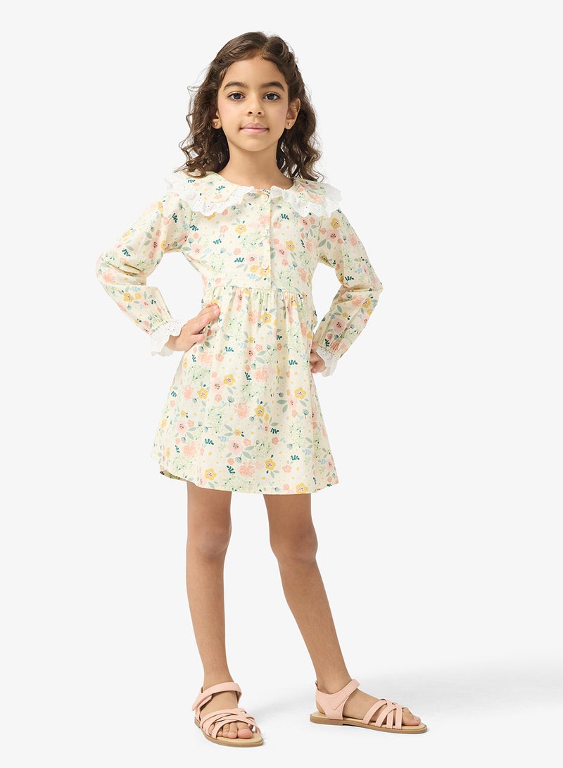 Pinata Floral Print Lace Collar Dress - Image 4